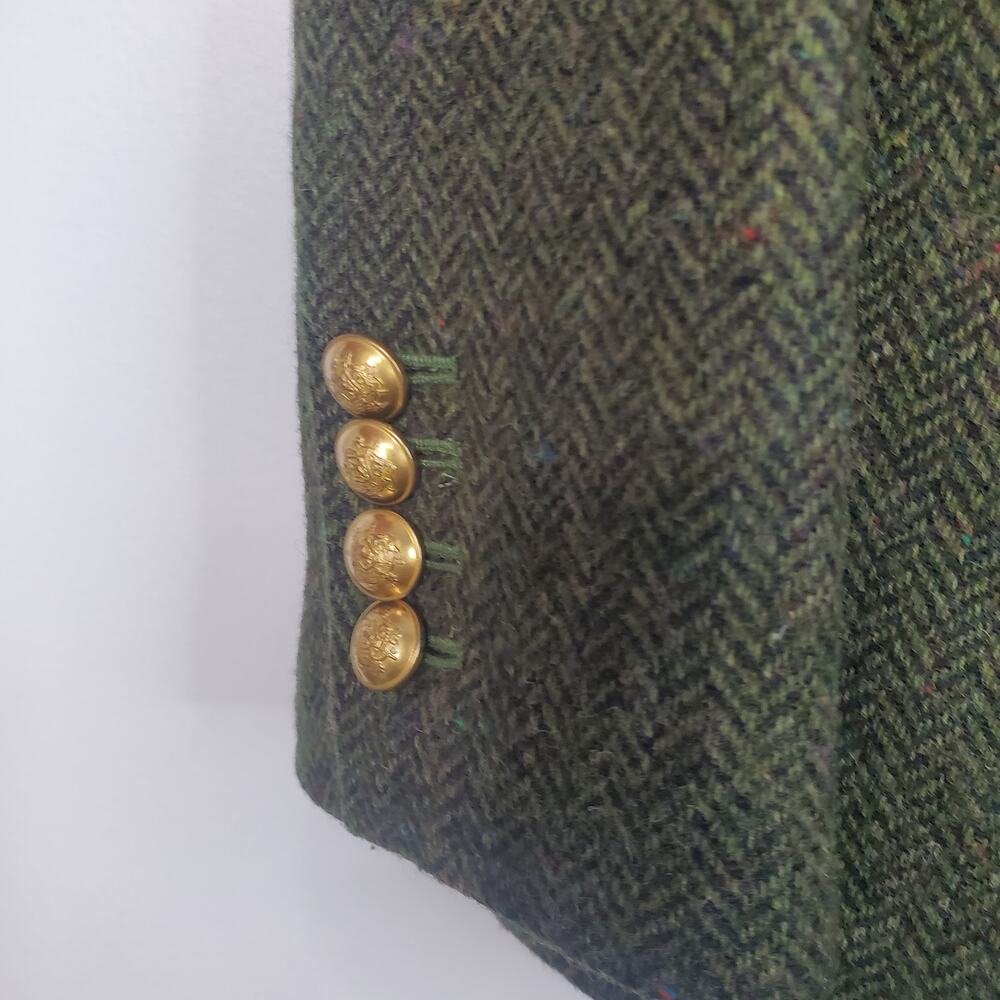 J Crew Bristol Double Breasted Blazer Herringbone English Wool Green Gold Size 6 - Picture 6 of 10